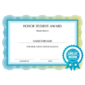 Honor Student Award Certificate thumb